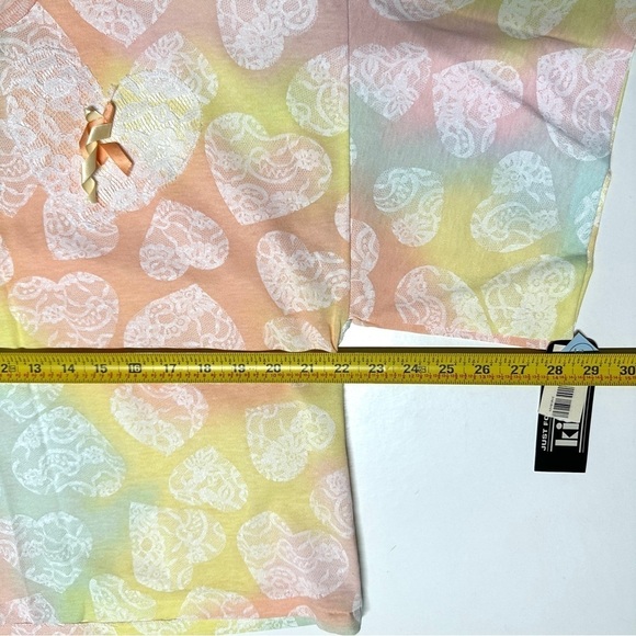 Vintage NWT Tee Shorts Set Pastel Watercolor Lace Hearts Cotton Blend USA Medium - Picture 9 of 15